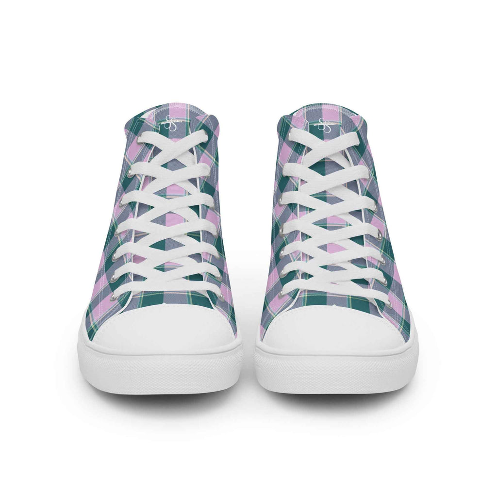 Men’s High Top Canvas Shoes Ming and Melanie Plaid - Scottish Squares