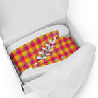 Men’s High Top Canvas Shoes Corn and Razzmatazz Plaid - Scottish Squares