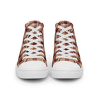 Men’s High Top Canvas Shoes Whiskey and Livid Brown Plaid - Scottish Squares