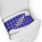 Men’s High Top Canvas Shoes Cornflower Blue and Livid Brown Plaid - Scottish Squares