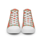 Men’s High Top Canvas Shoes Spring Rain and Persimmon Plaid - Scottish Squares