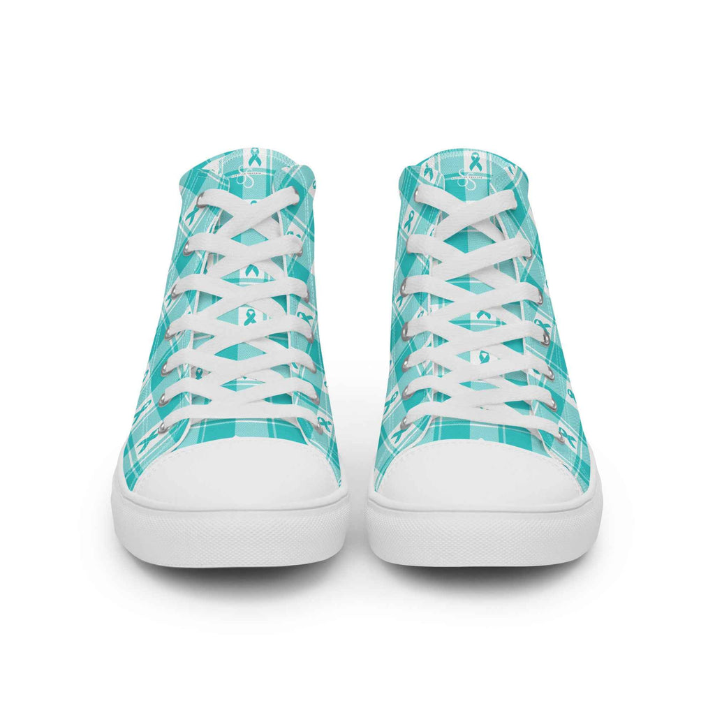 Men’s High Top Canvas Shoes Ovarian Cancer Awareness Plaid - Scottish Squares