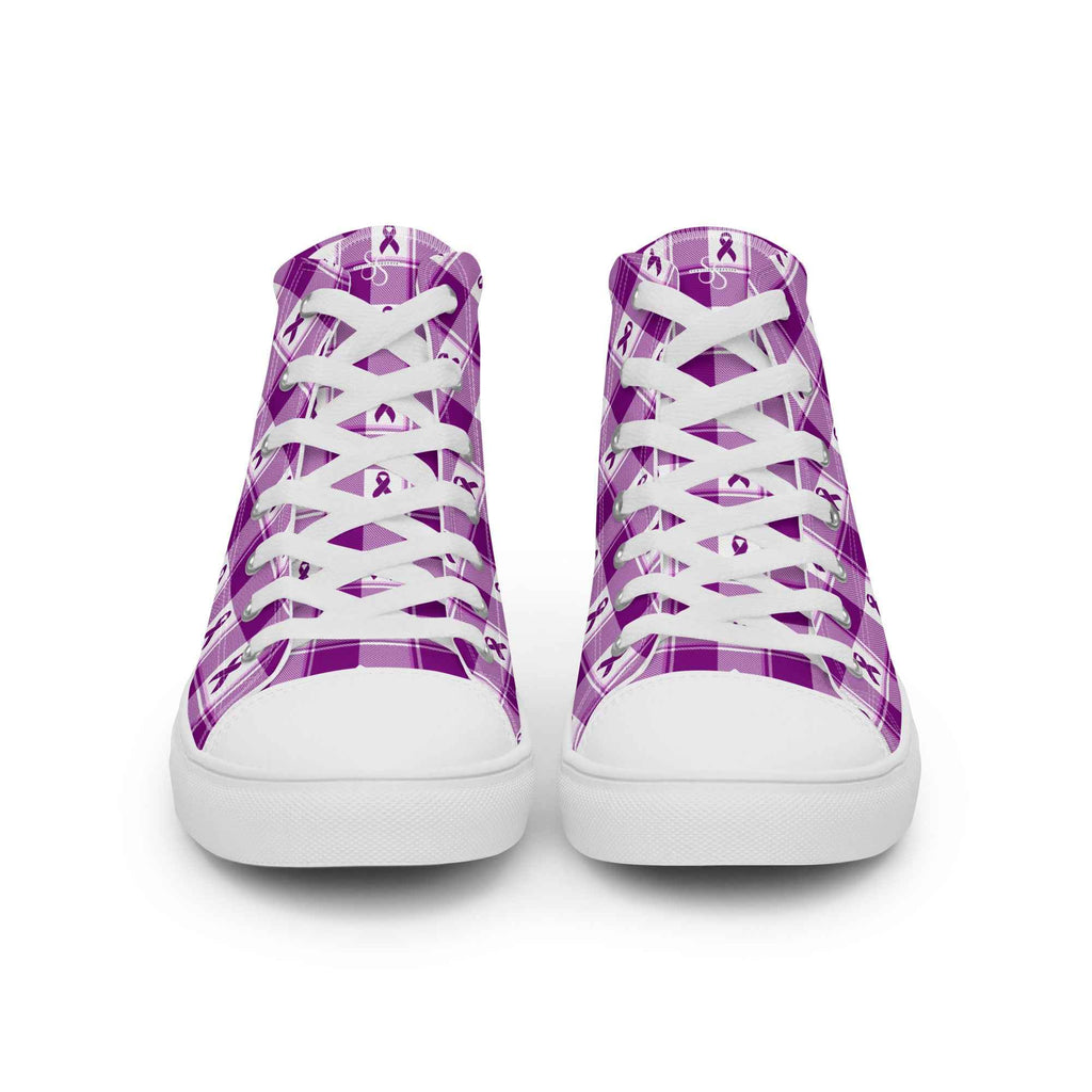 Men’s High Top Canvas Shoes Pancreatic Cancer Awareness Plaid - Scottish Squares
