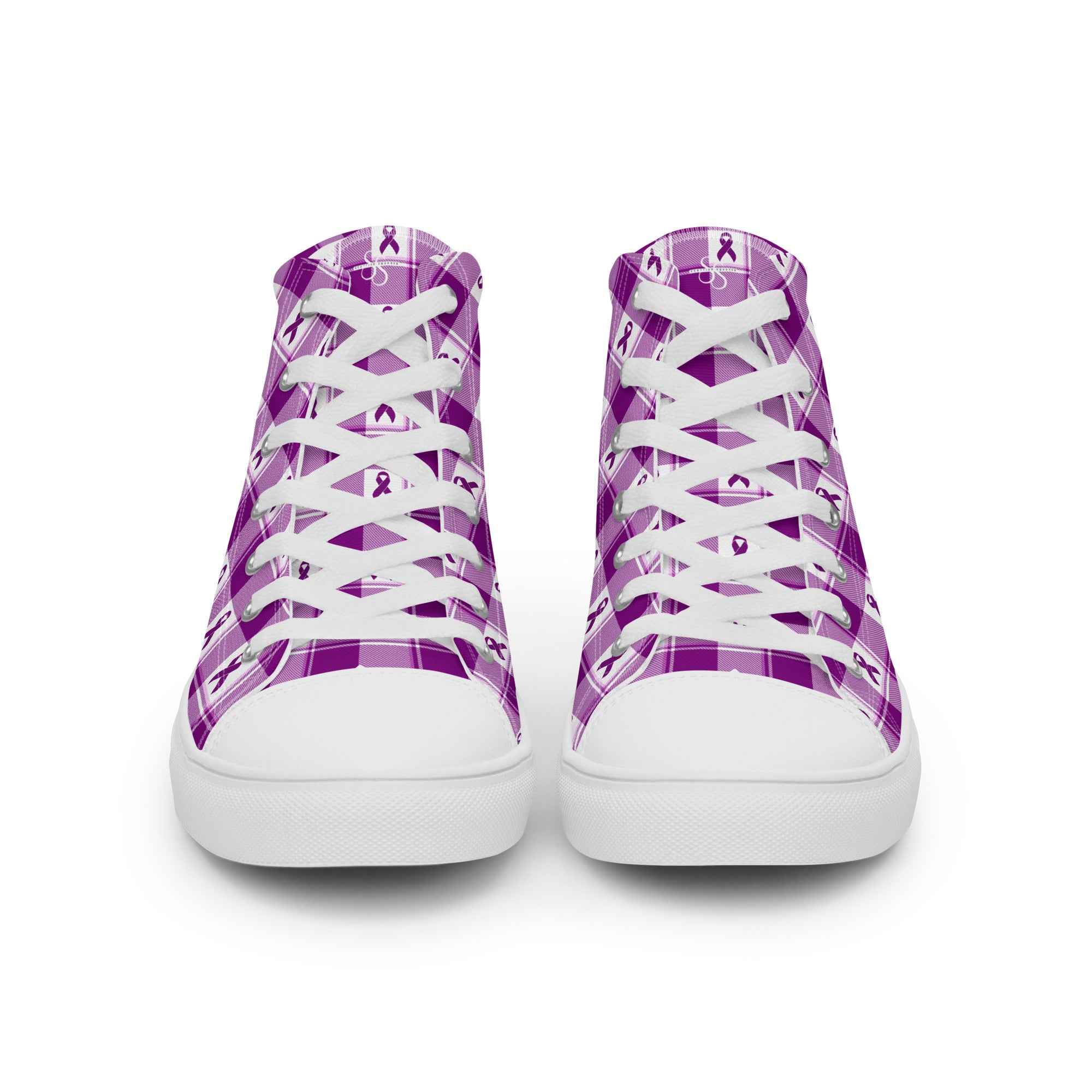 Men’s High Top Canvas Shoes Pancreatic Cancer Awareness Plaid - Scottish Squares