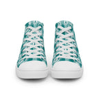 Men’s High Top Canvas Shoes Cervical Cancer Awareness Plaid, Teal Ribbon, Supportive Gift - Scottish Squares