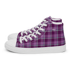 Men’s High Top Canvas Shoes Purple and Trendy Pink Plaid 13 - Scottish Squares