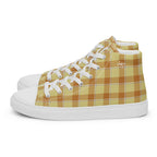 Men’s High Top Canvas Shoes Zombie and Copper Plaid - Scottish Squares