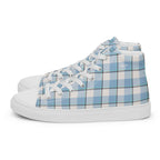 Men’s High Top Canvas Shoes Pink Cloud and Blue Lagoon Plaid - Scottish Squares