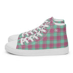 Men’s High Top Canvas Shoes Vista Blue and Turkish Rose Plaid - Scottish Squares