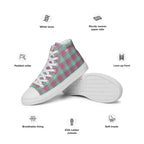 Men’s High Top Canvas Shoes Vista Blue and Turkish Rose Plaid - Scottish Squares