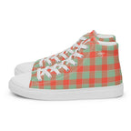 Men’s High Top Canvas Shoes Spring Rain and Persimmon Plaid - Scottish Squares