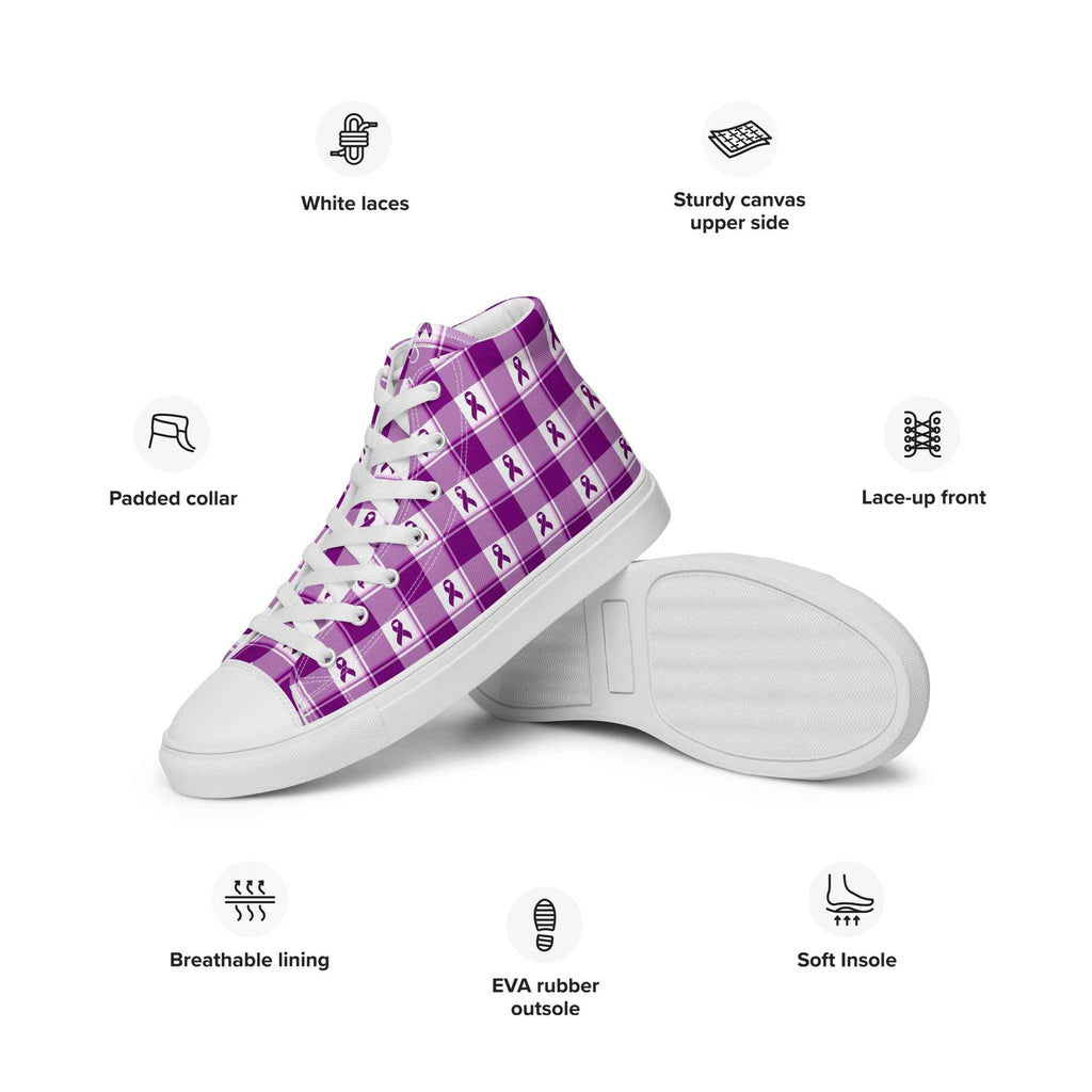 Men’s High Top Canvas Shoes Pancreatic Cancer Awareness Plaid - Scottish Squares