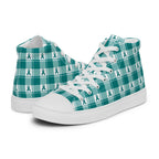 Men’s High Top Canvas Shoes Cervical Cancer Awareness Plaid, Teal Ribbon, Supportive Gift - Scottish Squares