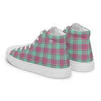 Men’s High Top Canvas Shoes Vista Blue and Turkish Rose Plaid - Scottish Squares