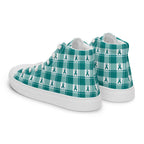 Men’s High Top Canvas Shoes Cervical Cancer Awareness Plaid, Teal Ribbon, Supportive Gift - Scottish Squares
