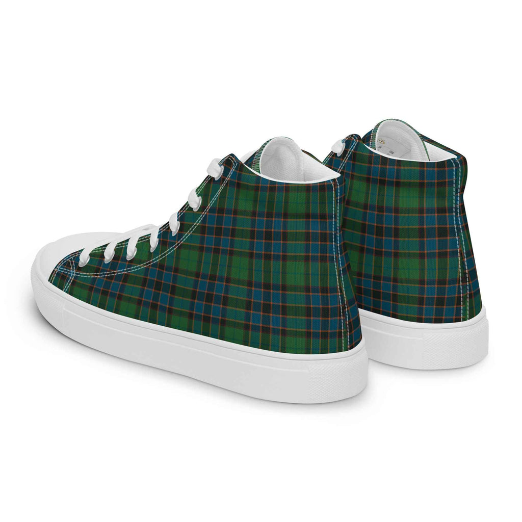Men’s High Top Canvas Shoes Green Blue Orange Plaid Tartan