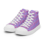 Men’s High Top Canvas Shoes Viola and Dull Lavender Plaid - Scottish Squares