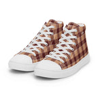 Men’s High Top Canvas Shoes Whiskey and Livid Brown Plaid - Scottish Squares