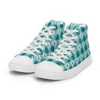 Men’s High Top Canvas Shoes Cervical Cancer Awareness Plaid, Teal Ribbon, Supportive Gift - Scottish Squares