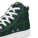 Men’s High Top Canvas Shoes Green Blue Orange Plaid Tartan