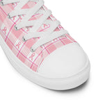 Men’s High Top Canvas Shoes Breast Cancer Awareness Plaid - Scottish Squares