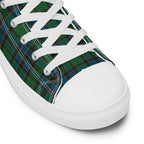 Men’s High Top Canvas Shoes Green Blue Orange Plaid Tartan