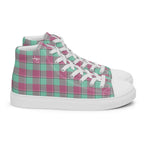 Men’s High Top Canvas Shoes Vista Blue and Turkish Rose Plaid 13 - Scottish Squares