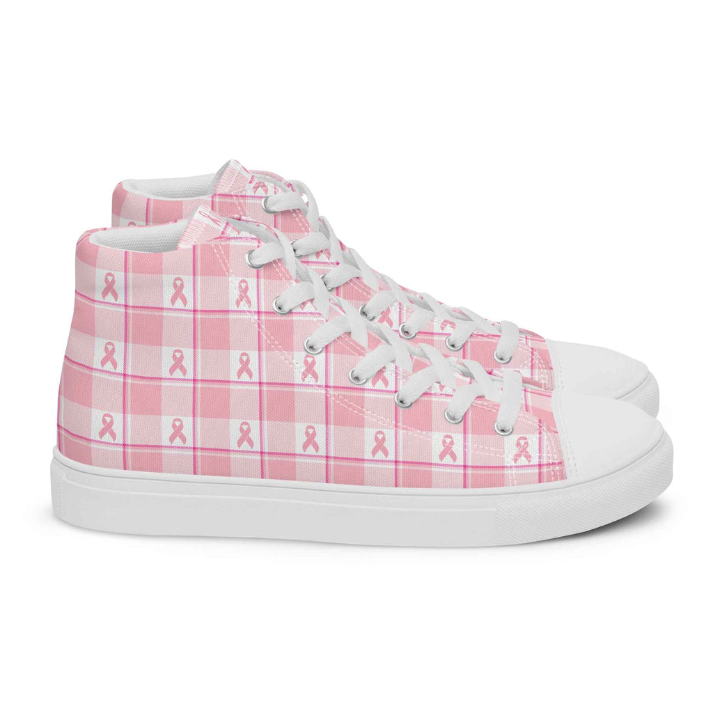 Men’s High Top Canvas Shoes Breast Cancer Awareness Plaid 13 - Scottish Squares