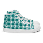 Men’s High Top Canvas Shoes Cervical Cancer Awareness Plaid, Teal Ribbon, Supportive Gift 13 - Scottish Squares
