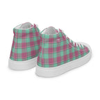 Men’s High Top Canvas Shoes Vista Blue and Turkish Rose Plaid - Scottish Squares