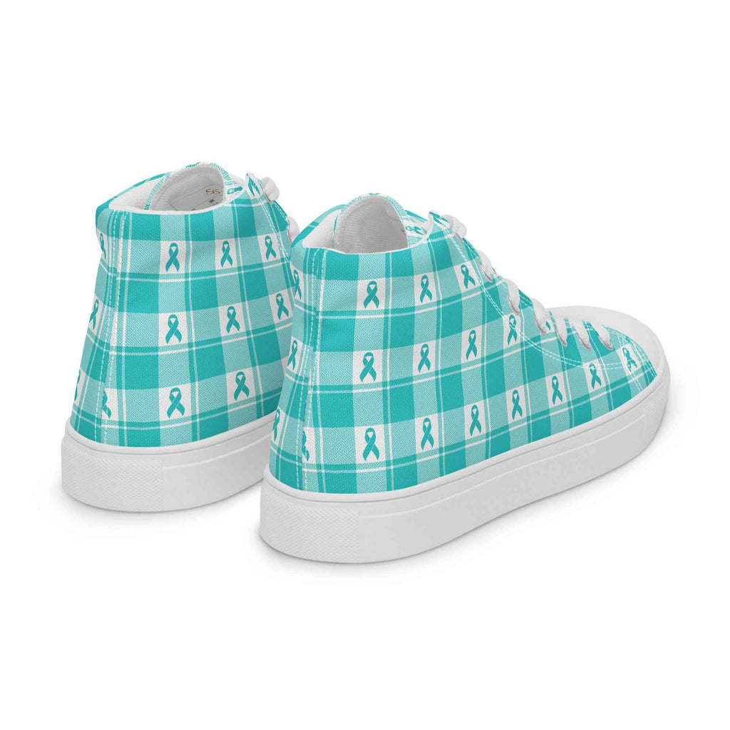 Men’s High Top Canvas Shoes Ovarian Cancer Awareness Plaid - Scottish Squares