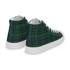 Men’s High Top Canvas Shoes Green Blue Orange Plaid Tartan
