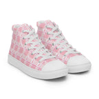 Men’s High Top Canvas Shoes Breast Cancer Awareness Plaid - Scottish Squares