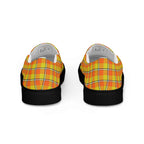 Men’s Slip-On Canvas Shoes Blaze Orange and Bird Flower Plaid - Scottish Squares