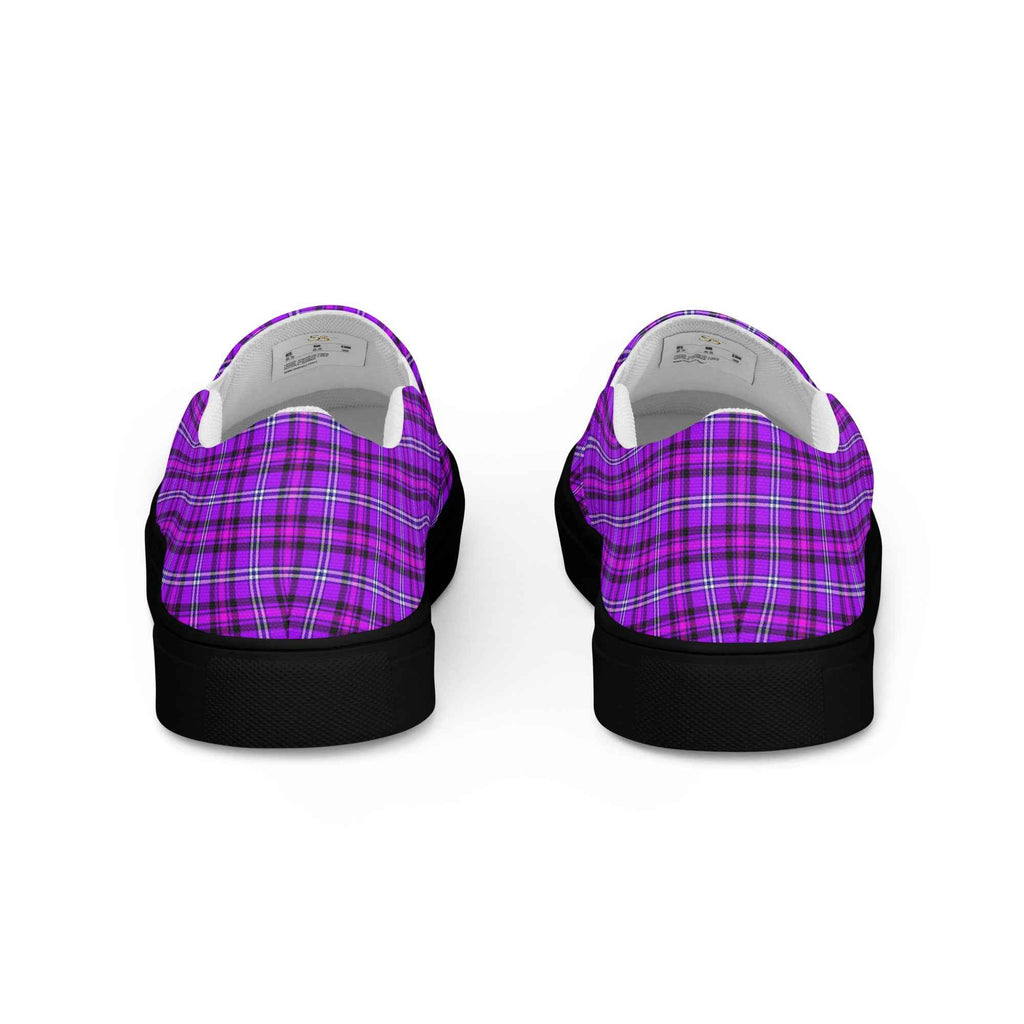 Men’s Slip-On Canvas Shoes Electric Violet and Fuchsia Plaid - Scottish Squares