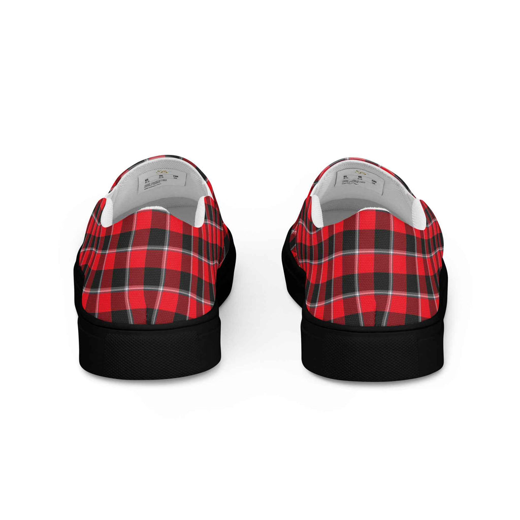 Men’s Slip-On Canvas Shoes Red Ribbon and Heavy Metal Plaid - Scottish Squares