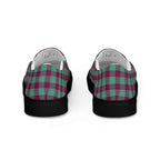 Men’s Slip-On Canvas Shoes Ocean Green and Mulberry Wood Plaid - Scottish Squares