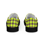Men’s Slip-On Canvas Shoes Electric Lime and Livid Brown Plaid - Scottish Squares