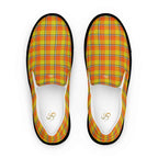 Men’s Slip-On Canvas Shoes Blaze Orange and Bird Flower Plaid 13 - Scottish Squares