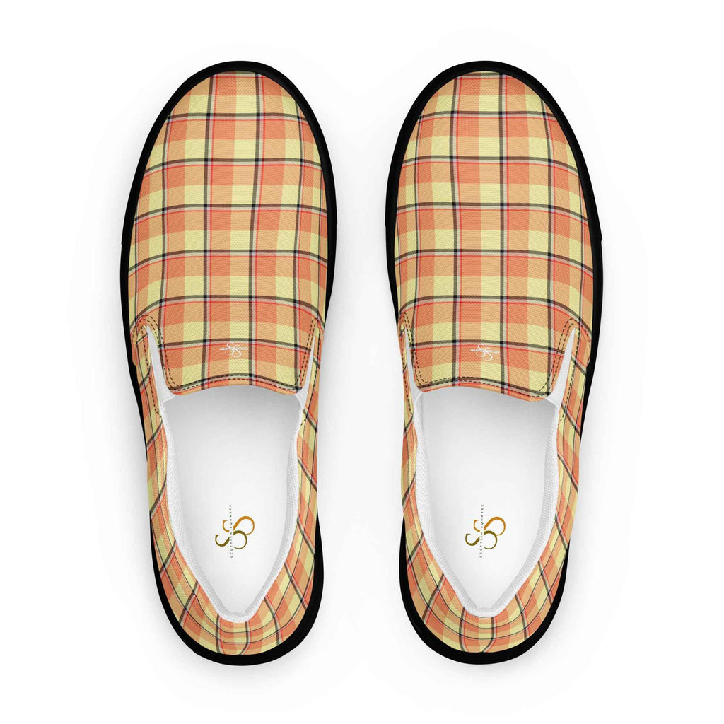 Men’s Slip-On Canvas Shoes Claystone and Morning Mist Plaid 13 - Scottish Squares