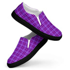 Men’s Slip-On Canvas Shoes Electric Violet and Fuchsia Plaid - Scottish Squares