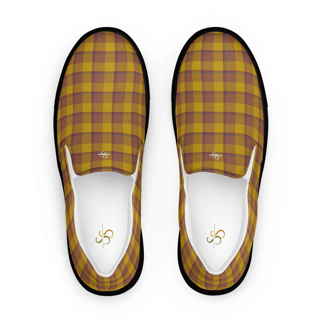 Men’s Slip-On Canvas Shoes Potters Clay and Pizza Plaid 13 - Scottish Squares