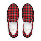 Men’s Slip-On Canvas Shoes Red Ribbon and Heavy Metal Plaid 13 - Scottish Squares