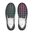 Men’s Slip-On Canvas Shoes Ocean Green and Mulberry Wood Plaid 13 - Scottish Squares