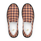 Men’s Slip-On Canvas Shoes Hit Pink and Livid Brown Plaid 13 - Scottish Squares