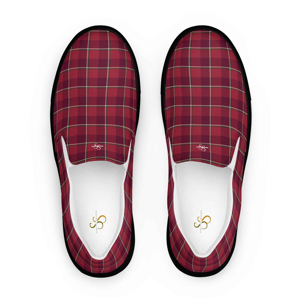 Men’s Slip-On Canvas Shoes Old Brick and Cab Sav Plaid 13 - Scottish Squares