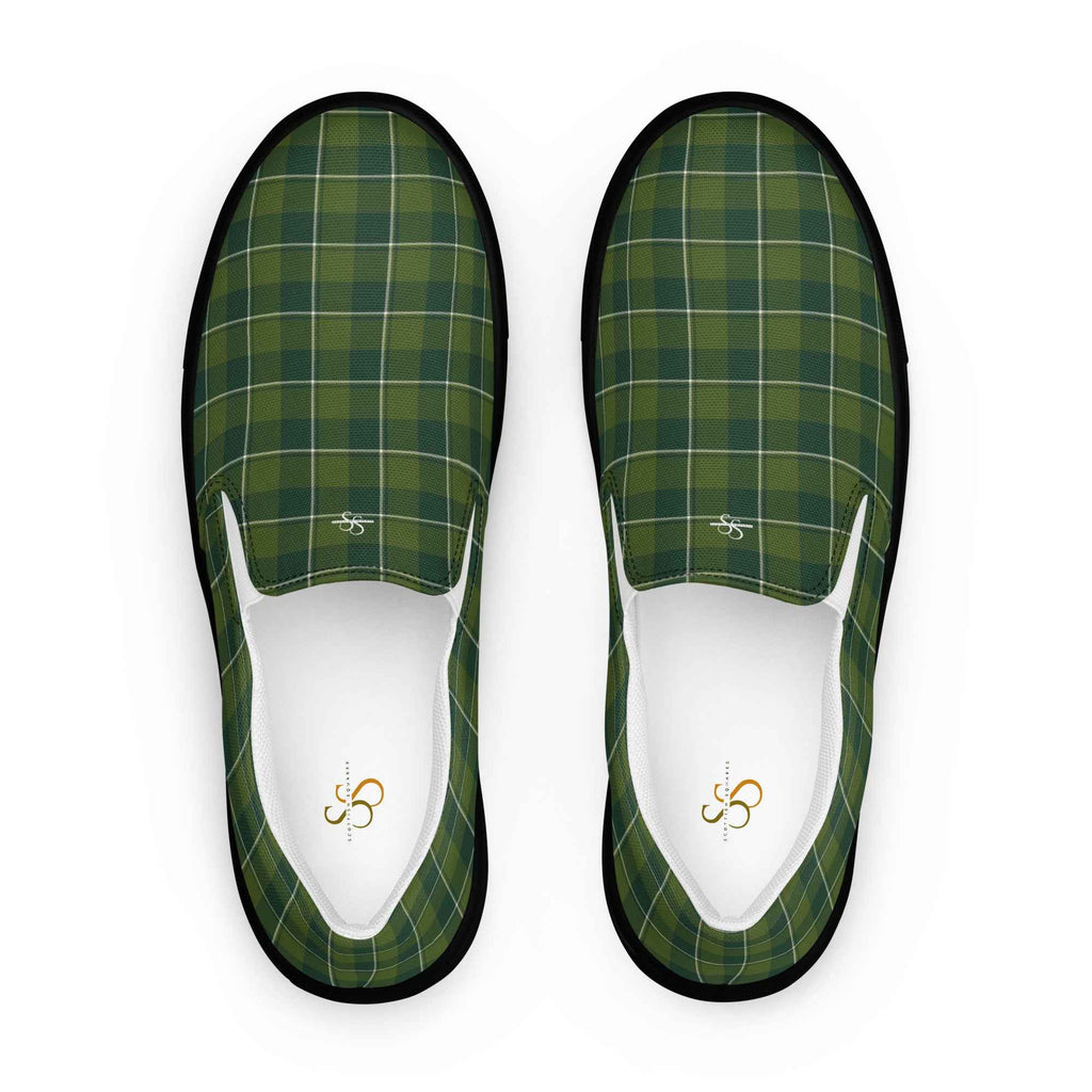 Men’s Slip-On Canvas Shoes Woodland and Evergreen Plaid 13 - Scottish Squares
