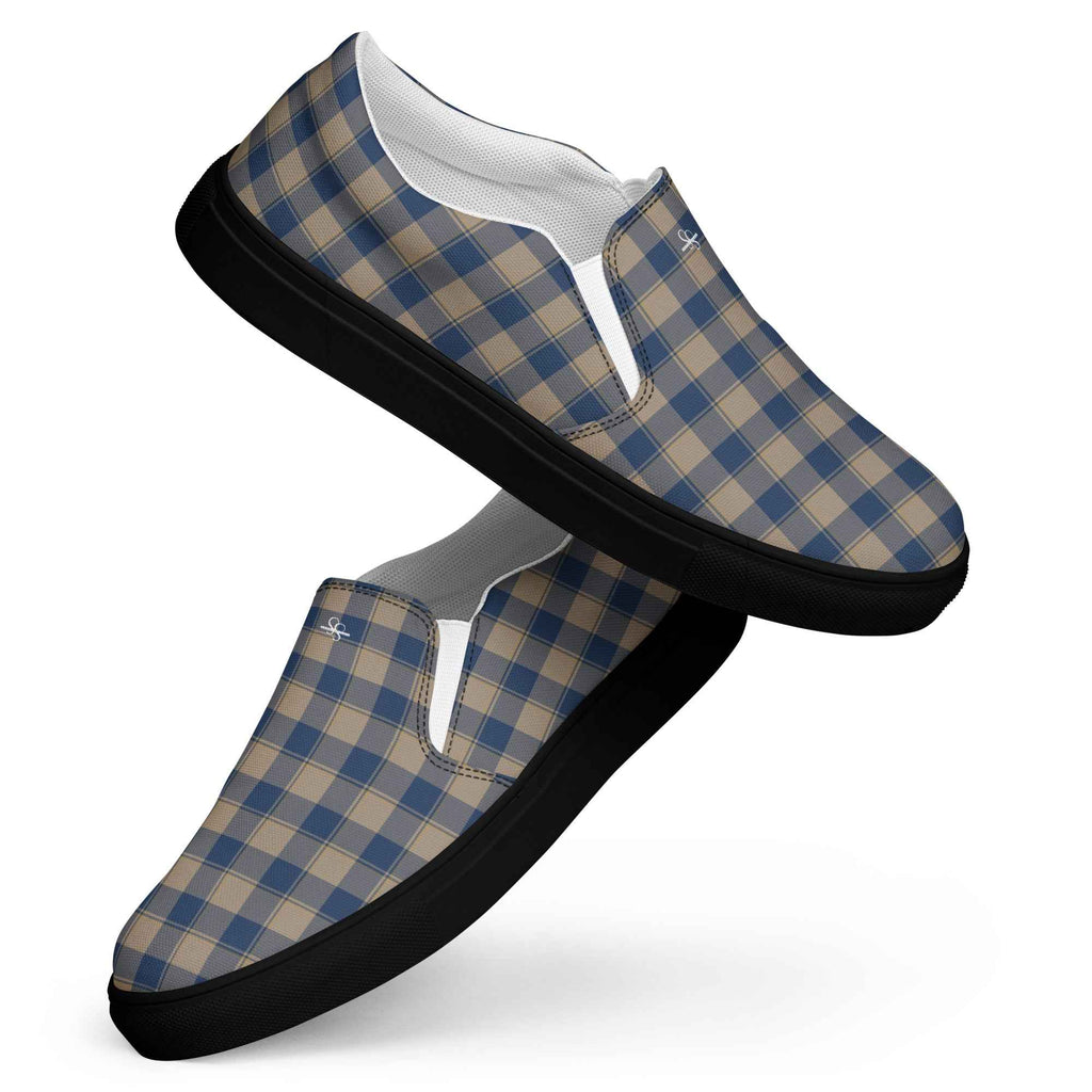Men’s Slip-On Canvas Shoes Cello and Donkey Brown Plaid - Scottish Squares