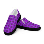 Men’s Slip-On Canvas Shoes Electric Violet and Fuchsia Plaid - Scottish Squares
