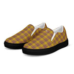 Men’s Slip-On Canvas Shoes Potters Clay and Pizza Plaid - Scottish Squares